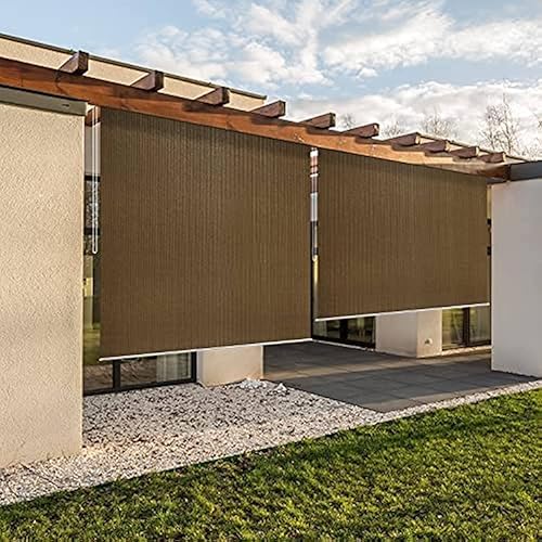 Persiana enrollable para patio al aire libre, persianas enrollables para porche (4 x 6 pies, gris)