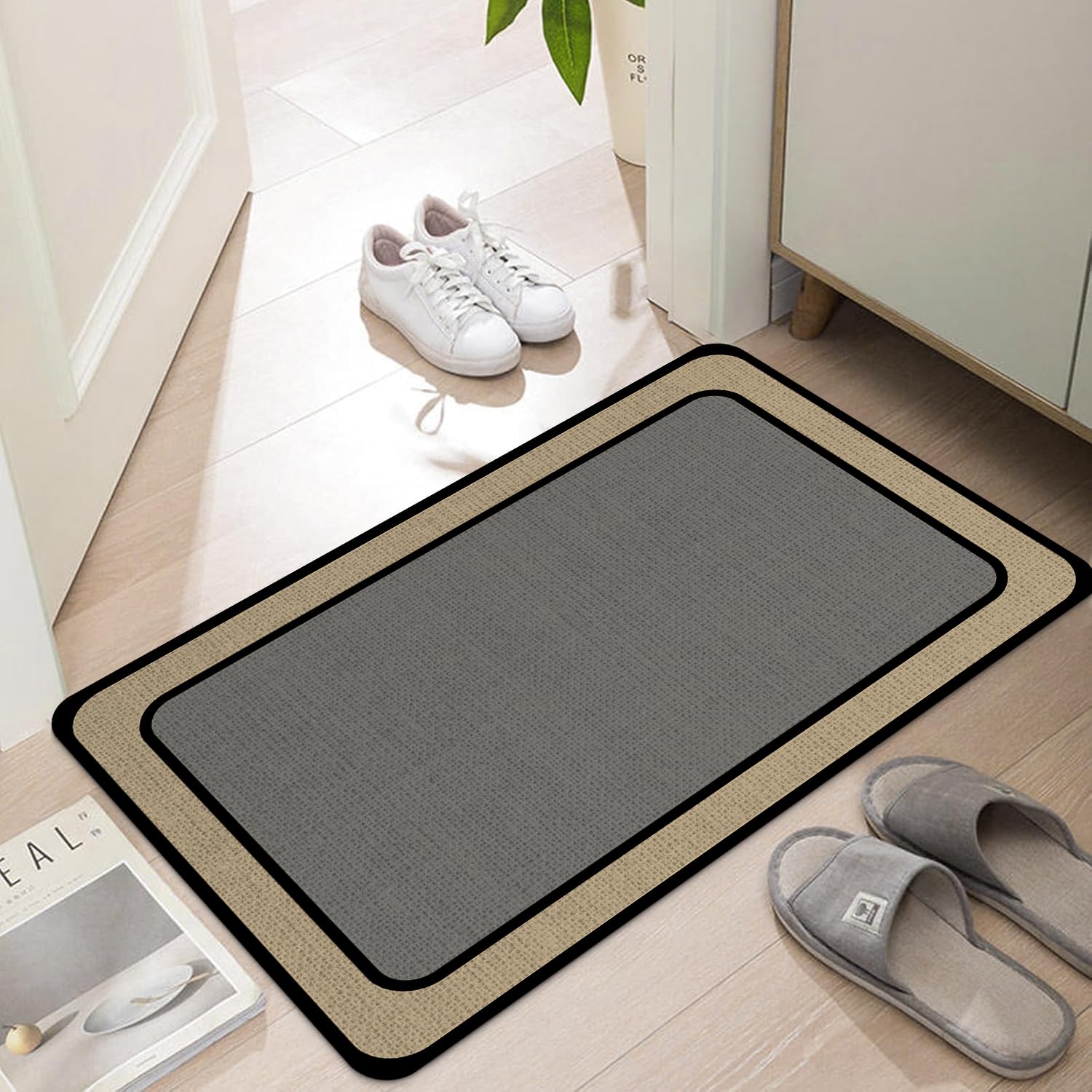 LYGLIGH Ultra Thin Door Mat Indoor Entrance, 1/10 in Thin Door Mats for Inside Entry, Non-Slip Rubber Backing Washable Doormat, Fade Resistant, Absorbent, Low Profile Dirt Trapper, 30"X17" — image 1