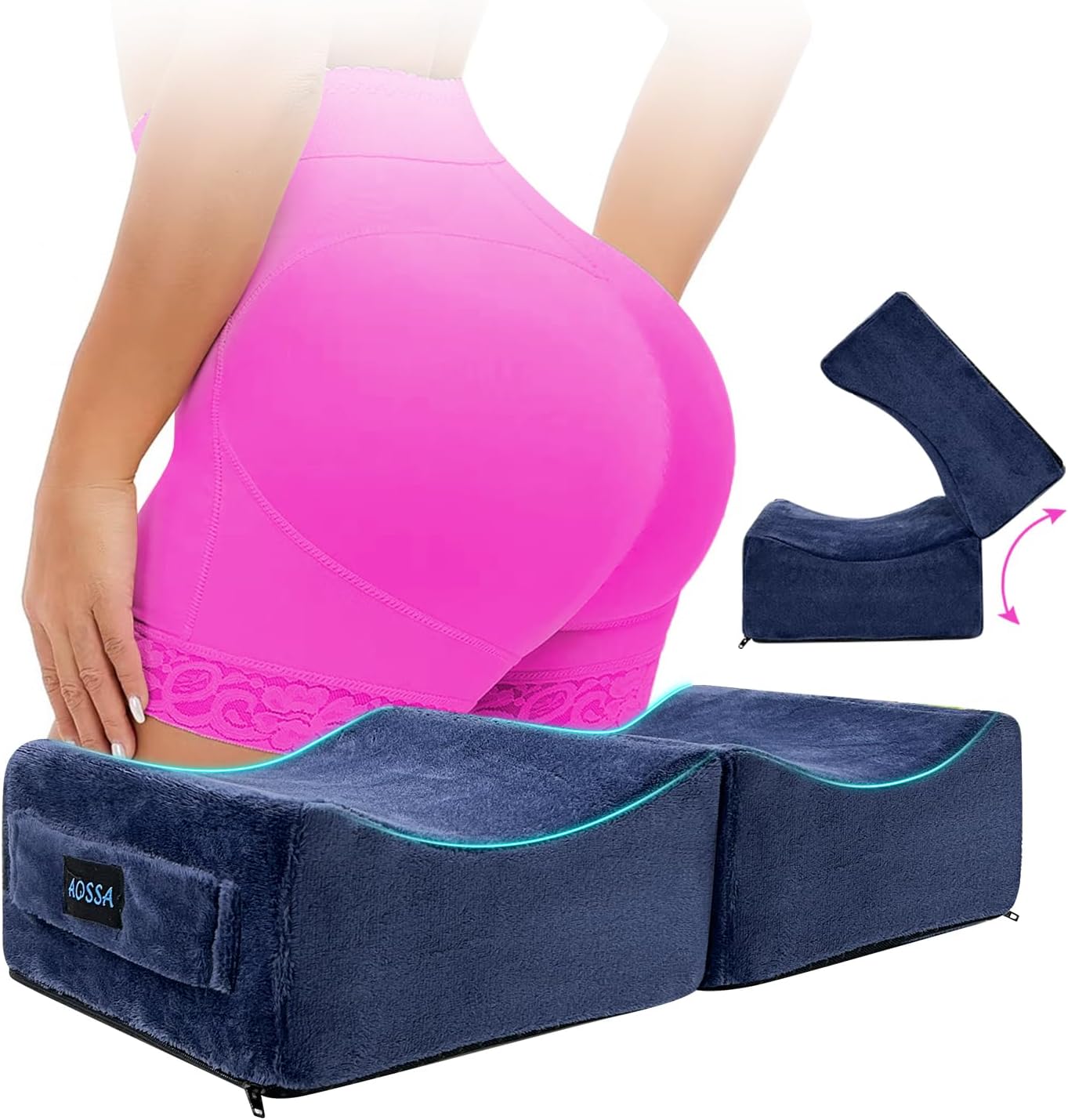 AOSSA Brazilian Butt Lift Pillow, BBL Pillow After Surgery for Butt Sitting, BBL Supplies Post Surgery, Booty Pillow for Home, Office Chair, Driving Car – Butt Lift & Recovery Foam Support Cushion