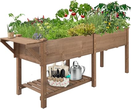 Gowoodhut Raised Garden Bed with Legs Outdoor, Elevated Garden Box with Legs, Large Storage Shelf for Vegetable, Flower, Herb, Easy to Assemble,81x23x31 in
