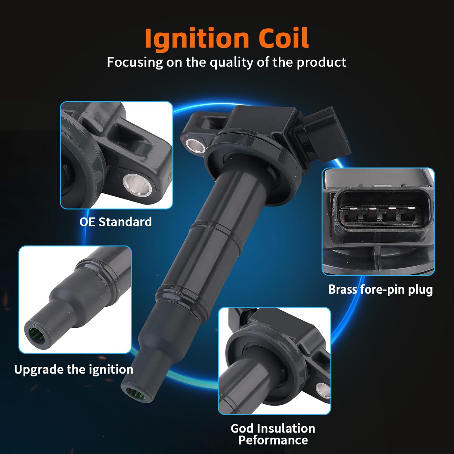 4PCS Ignition Coil Pack UF333 and Iridium Spark Plugs 7092 Compatible with Toyota Camry 2002-2008 Corolla Highlander Matrix RAV4 Lexus HS250h & Pontiac Scion xB tC 2.4L