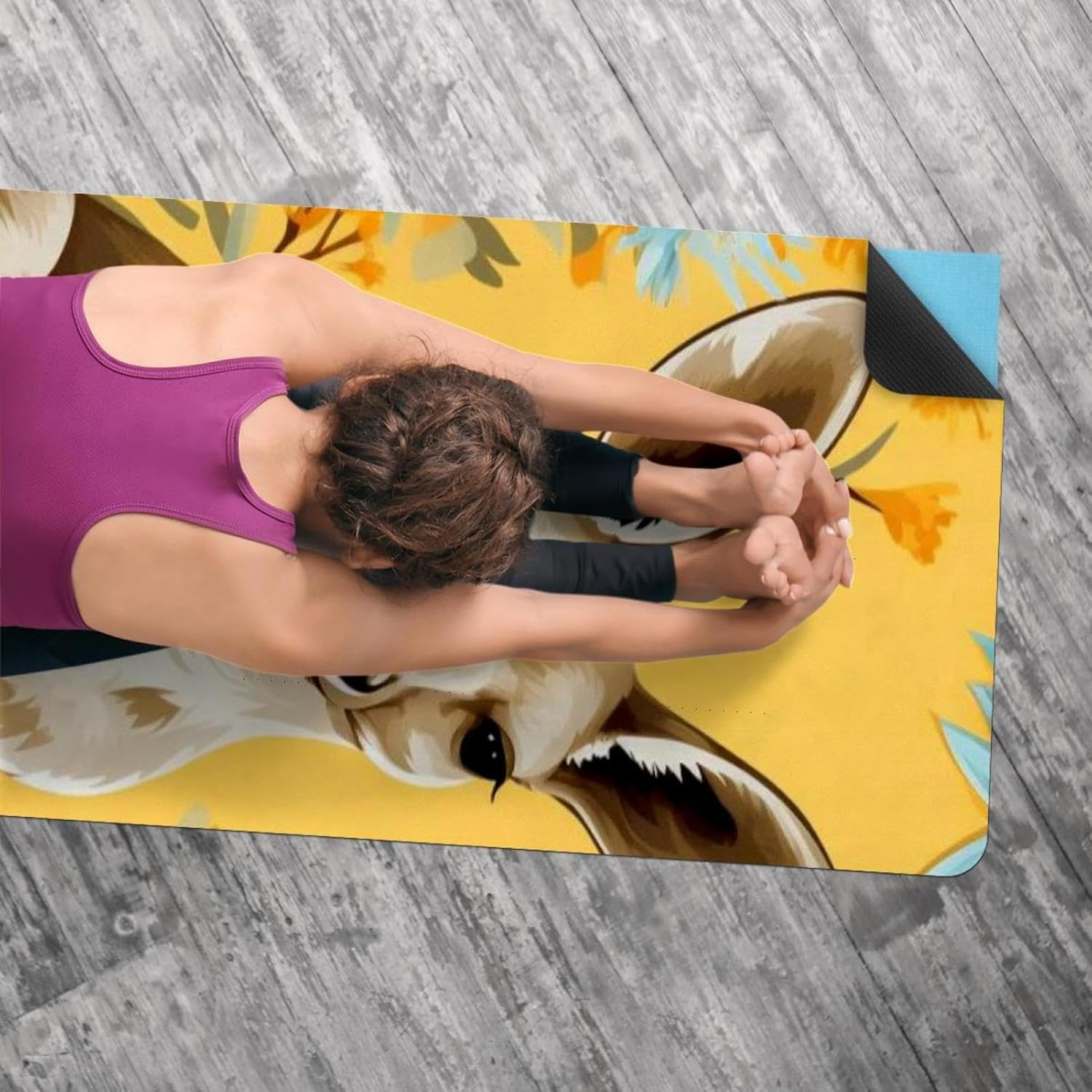 Yoga Towel, Kangaroo Pattern Non Slip Sweat Absorbent Hot Yoga Mat Towel for Hot Yoga, Pilates and Fitness - 72.8" x 26.8"