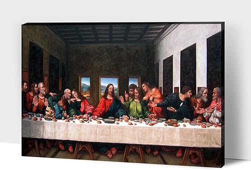 Pintura de la Última Cena - Lienzo decorativo de pared de la última cena, decoración de pared para comedor, La Ultima Cena Cuadro, imagen moderna de