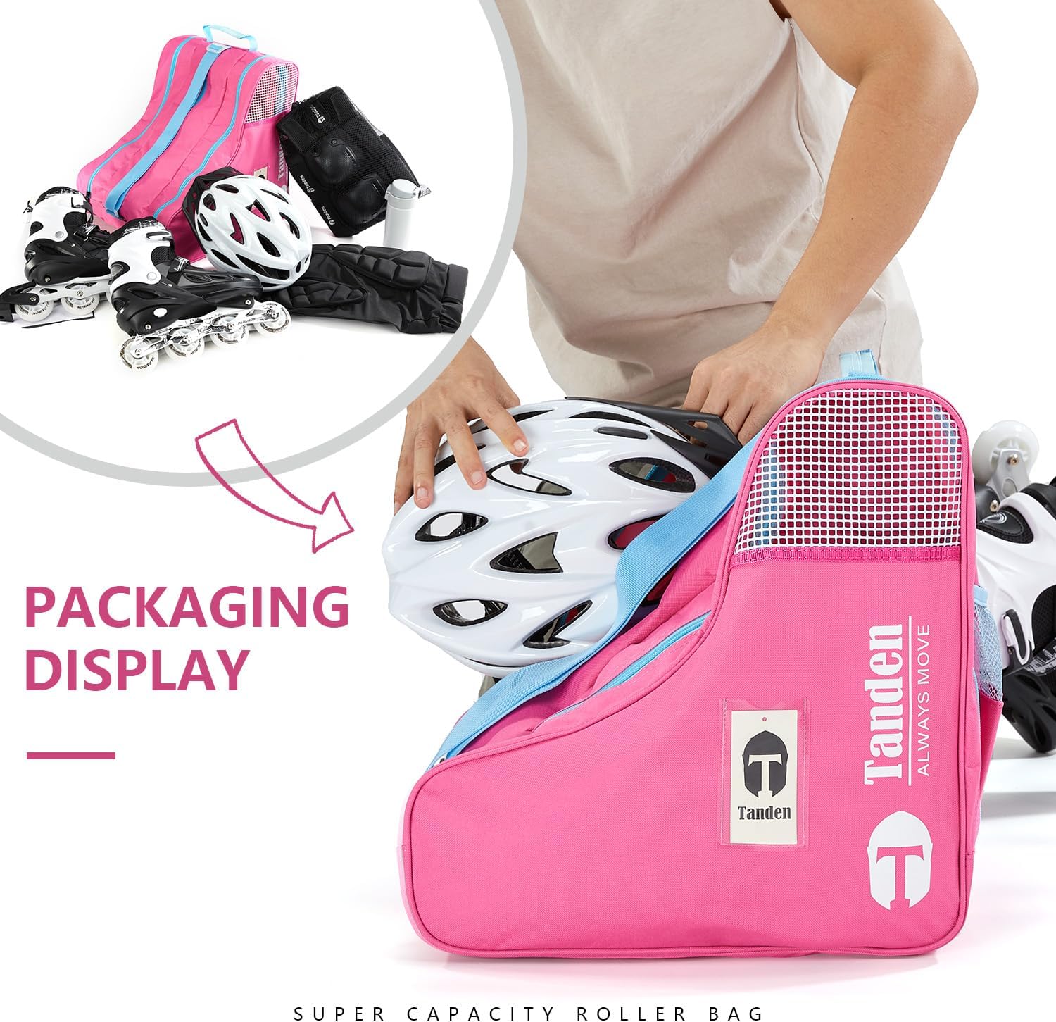 Tanden Roller Skate Bag Ice Skate Bag for Kids and Adult, Roller Blade Bag Figure Ice Skating Bag to Carry Ice Skates Inline Skate Bag