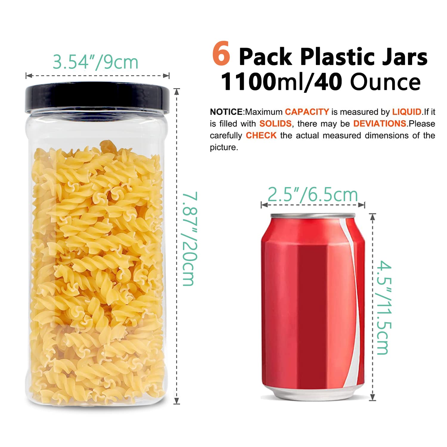 Lawei 6 Pack Clear Plastic Square Jars - 32 Oz Containers With Easy Grip Handles For Dry Goods, Cookies, Candy And More - View #6