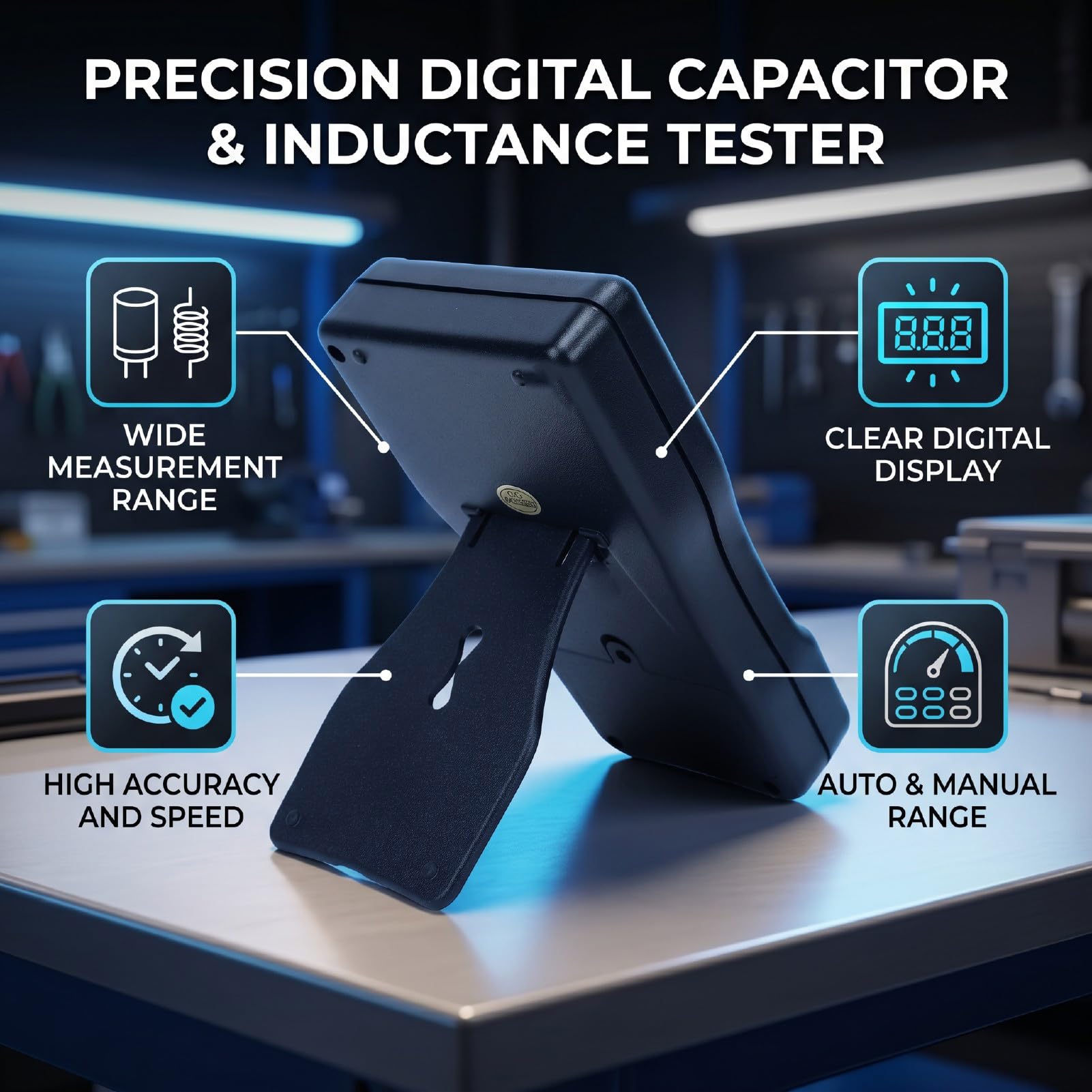 Tbest Probador de Capacitores Digital 1pF-100mF Auto