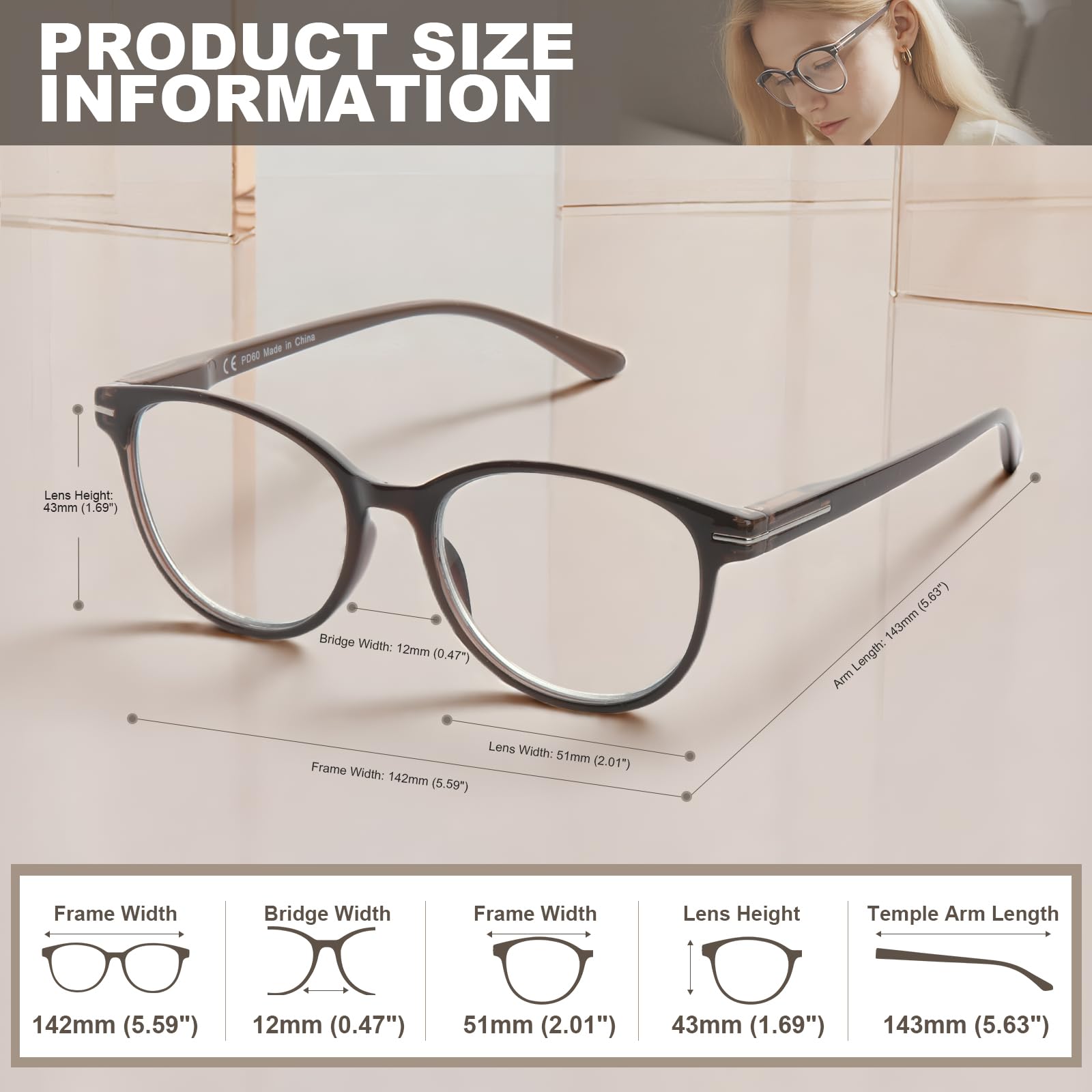 2 x Gafas de Lectura Progresiva Multienfoque para Mujeres Lector de Ordenador Luz Azul Retro
