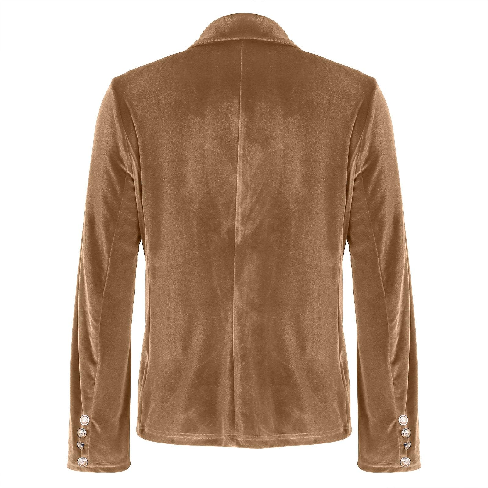 Giacca da donna in velluto lungo, oversize, con scollo a V, con colletto a risvolto, tinta unita, blazer lungo, elegante temperamento, costume da discoteca
