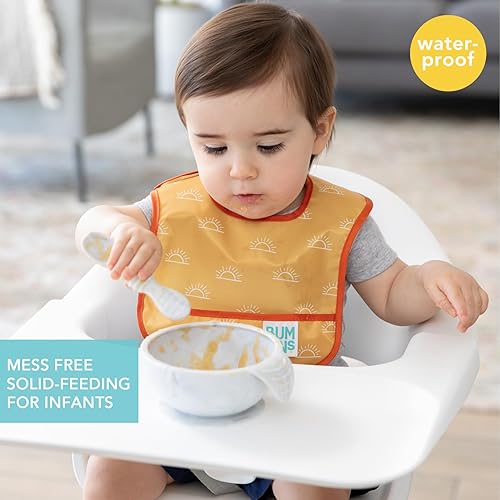 Miniatura 8 de Bumkins Babero de inicio, babero para bebé, tela impermeable, se adapta a bebés y bebés de 3 a 9 meses, corazones y XOXO (paquete de 2)