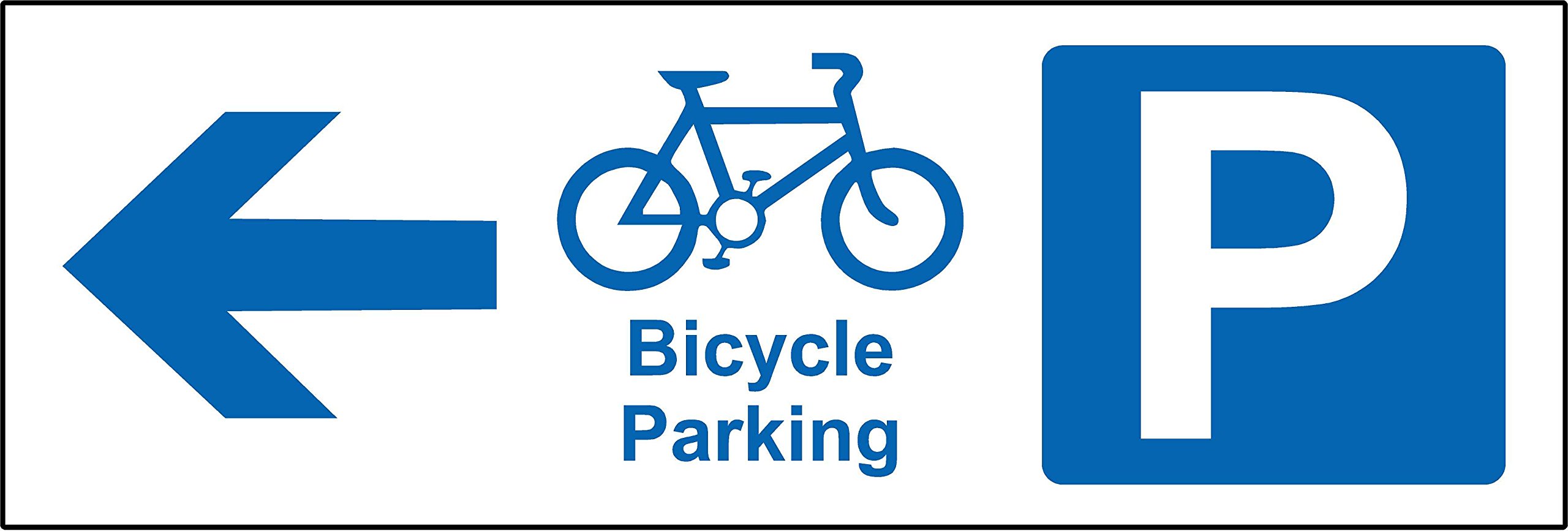 Bicycle parking arrow left Safety sign - 1.2mm Rigid plastic 300mm x 100mm