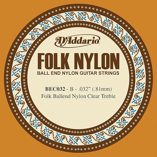 Miniatura 6 de D'Addario BEB040 Folk Nylon Guitarra de una sola cuerda, nailon negro, extremo de bola. 040