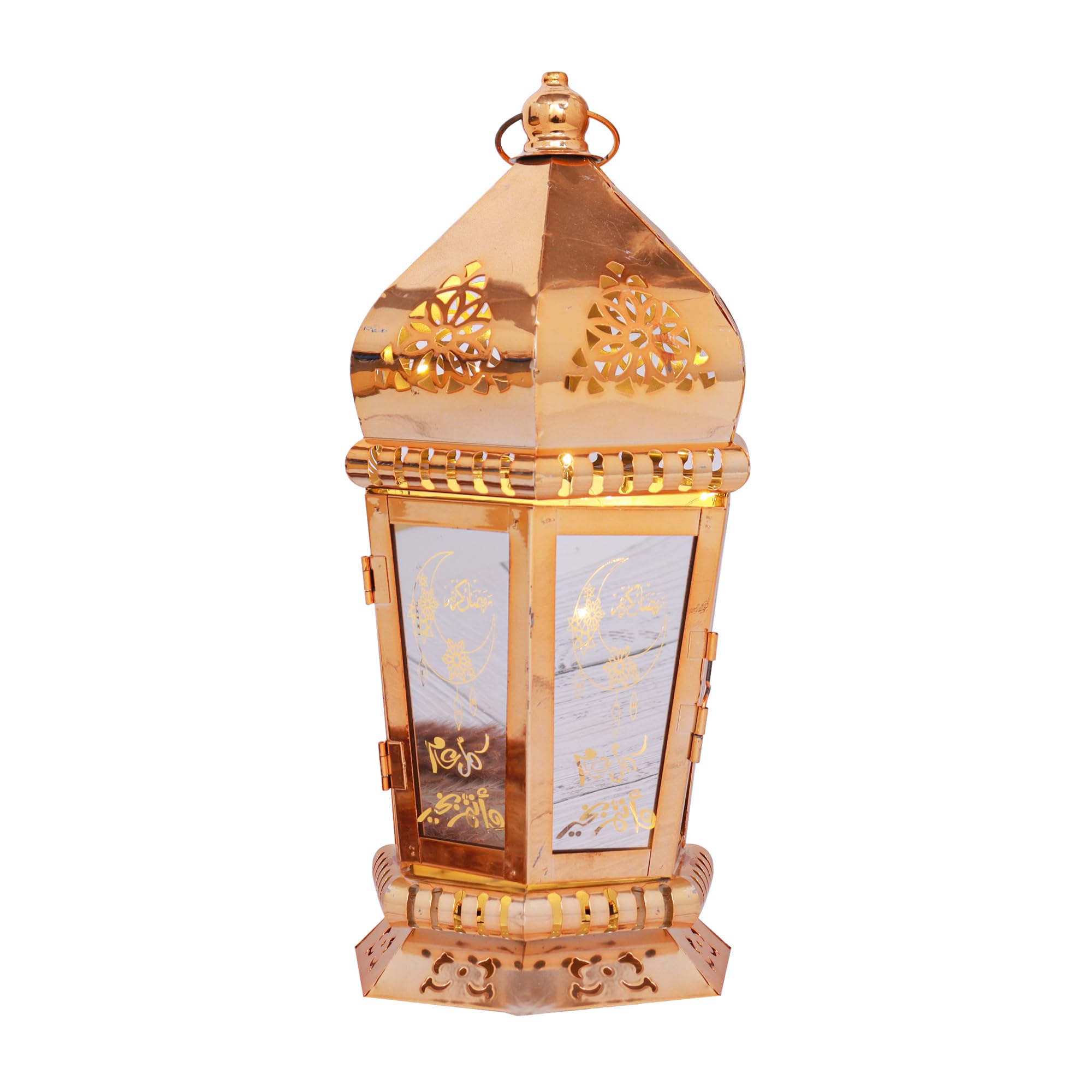 lampion ramadanowy, świąteczne lampiony dekoracyjne, złoto, metal, plastik