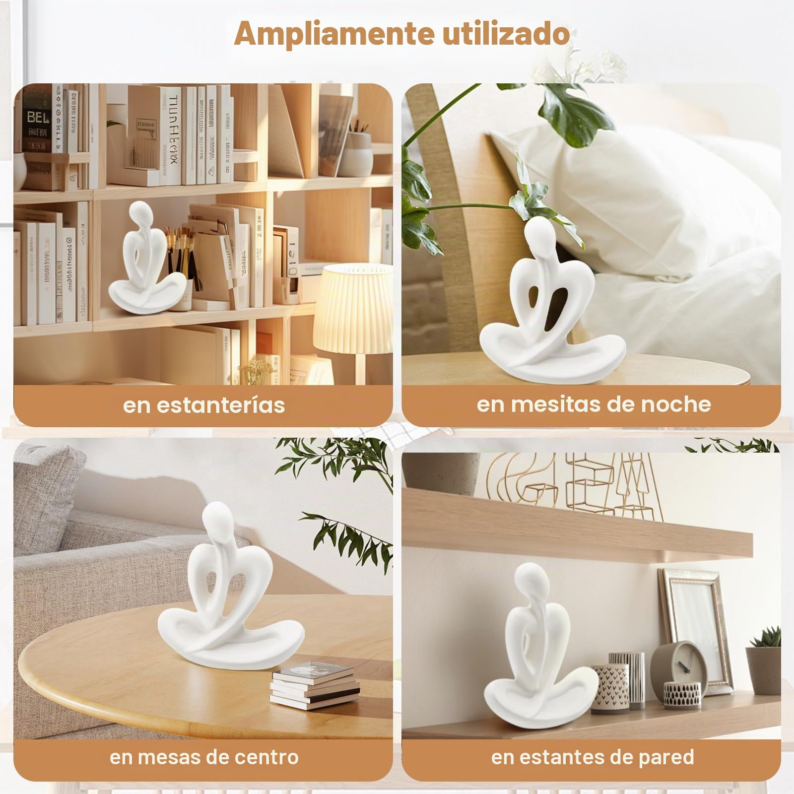 Cyiecw Estatua de Pensador Blanco, Estatua de Cerámica de Arte Decorativo, Figuras Modernas Decorativas, Esculturas Abstractas y Estéticas para Salón, Dormitorio, Oficina, Cafetería, Estantería