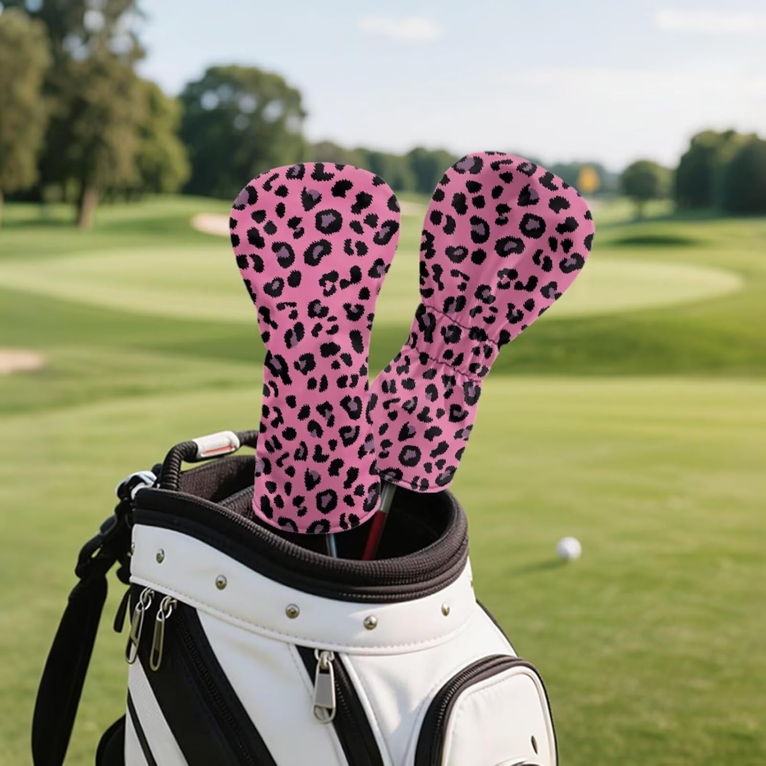 Cozeyat Womens Golf Club Head Covers Set Leather Golf Head Covers Waterproof Hybrid Woods Driver Headcovers with Elastic