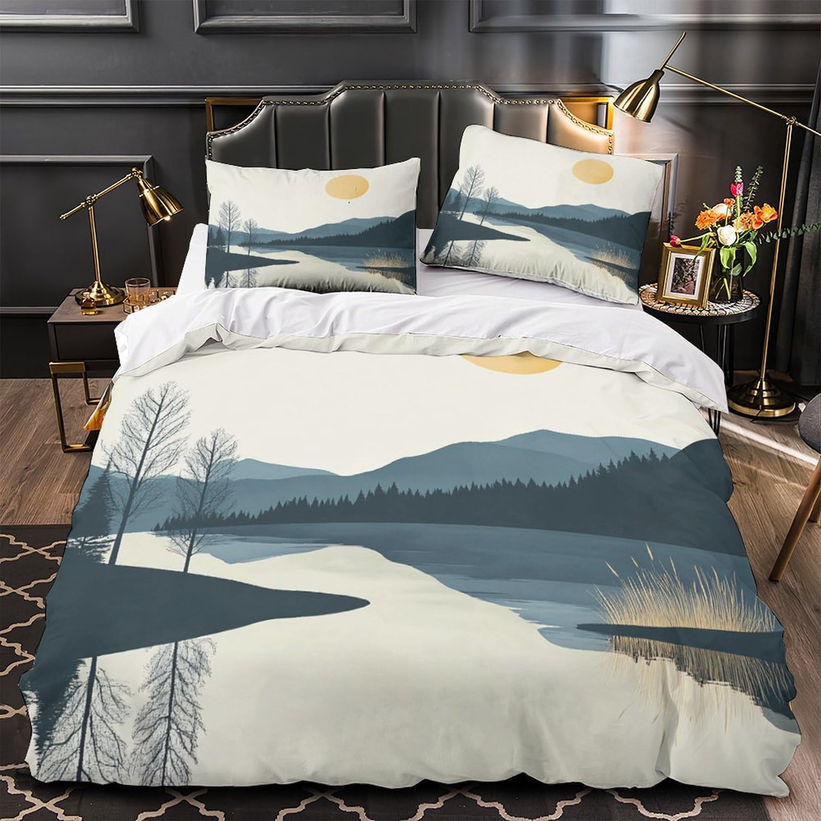 Parure de lit 3D hypoallergénique avec housse de couette microfibre douce et fermeture éclair