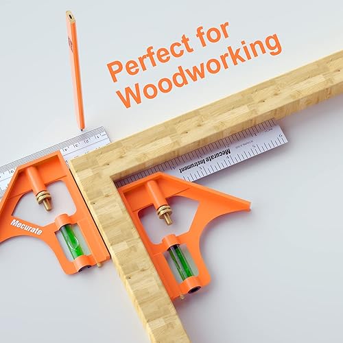 Miniatura 5 de Mecurate Cuadrado combinado de 6 pulgadas, 6 pulgadas, 5.906 in de acero inoxidable combinado cuadrado para medición precisa y ajustable de