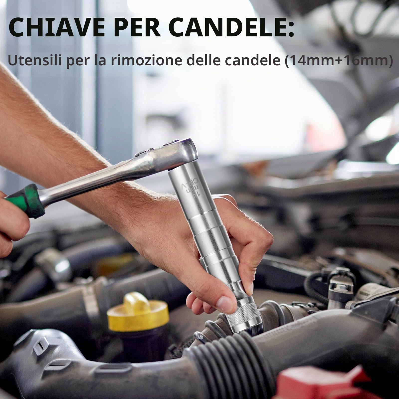 GIBOHOM 2 Pezzi Chiave Candela 16mm/14mm, Chiave Candele Auto, Universale Magnetico Flessibile per la Riparazione Dell'auto per Rimuovere Le Candele Dell'auto
