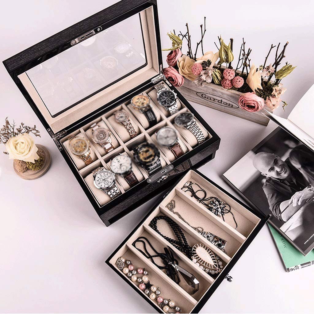 FKGJKT Uhrenbox – Schmuckschatulle und Schmuck-Organizer, Uhrenaufbewahrung, Schmuck-Organizer, verspiegelter Aufbewahrungskoffer, Geschenk für Mama Warm as Ever