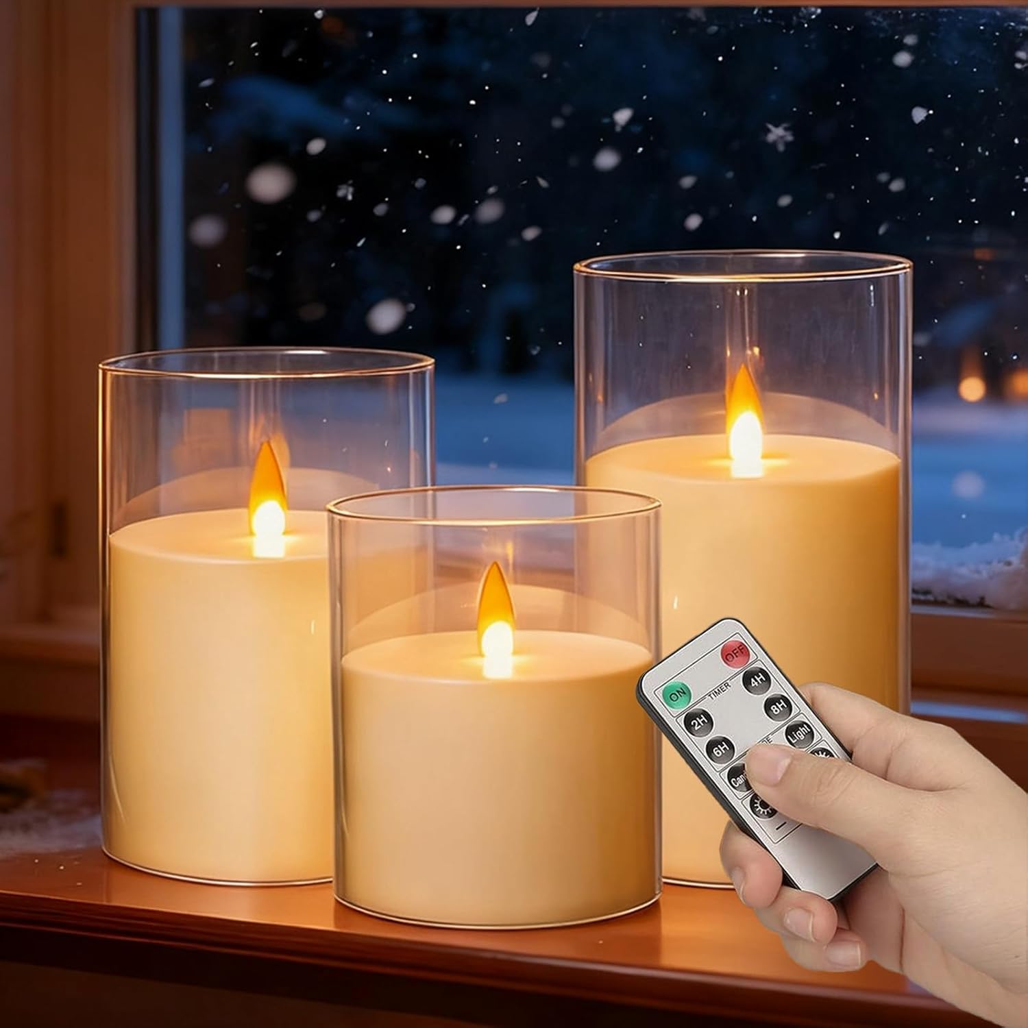 Flameless Candles with Remote&Timer - Realistic 3D Flickering Flame LED Battery Operated Candles, Warm White Light for Home Decor, Christmas, Wedding, Party, and Holiday Decoration