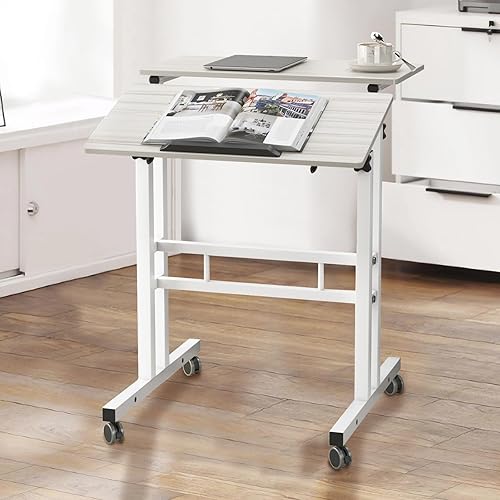 Miniatura 9 de SogesHome Mesa de escritorio ajustable para computadora portátil de 31.5 pulgadas, bandeja de carrito de escritorio con soporte para computadora,