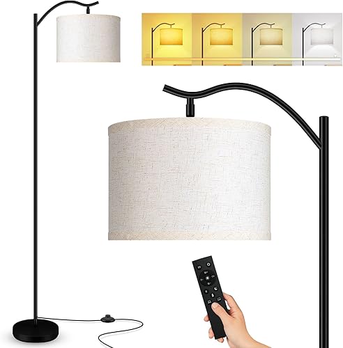 Miniatura 9 de BoostArea Lámpara de pie para sala de estar, lámpara de pie de arco con control remoto, brillo regulable continuo y temperatura de colores 2700 Yute