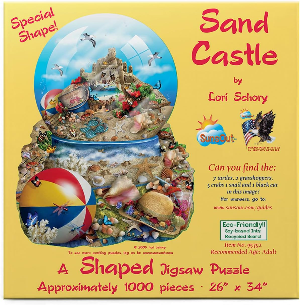SUNSOUT INC - Sand Castle - 1000 pc Special Shape Jigsaw Puzzle by Artist: Lori Schory - Finished Size 26" x 34" - MPN# 95352