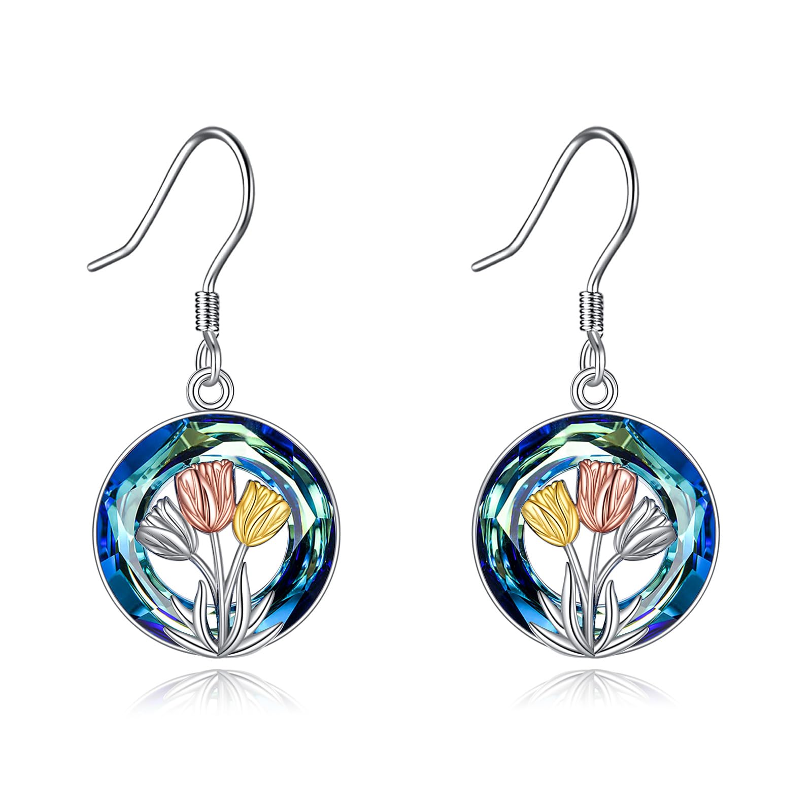 Orecchini a tulipano viola rosa lucido in argento sterling 925