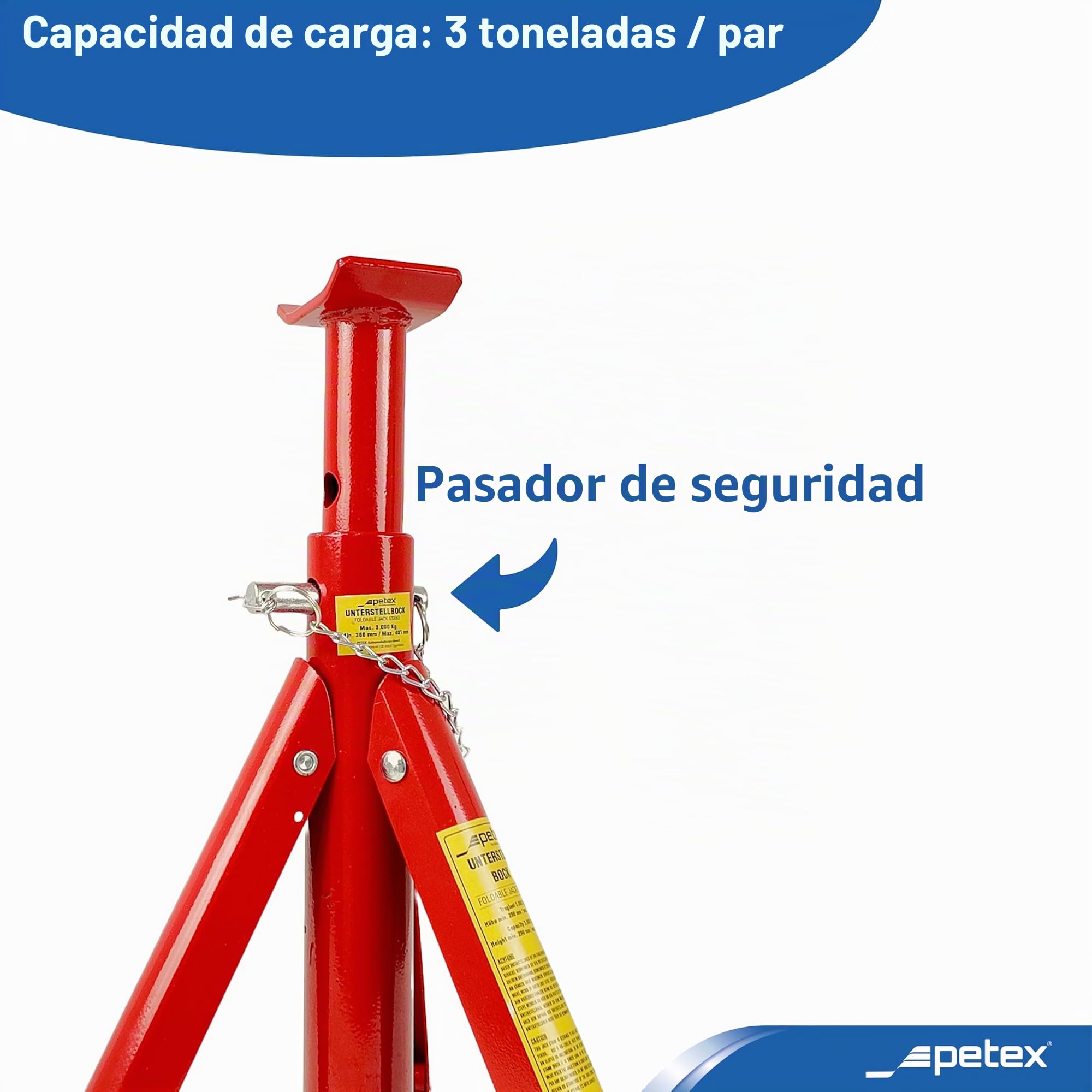PETEX Juego de 2 caballetes Ajustables y Plegables, 3 t, Color Rojo