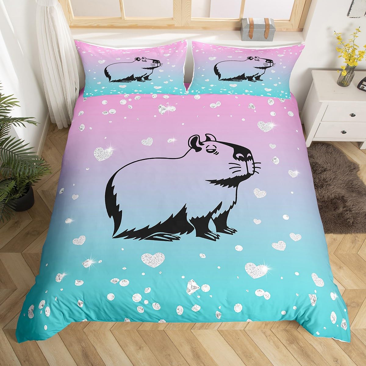 Housse de couette Capybara amusante pour décorer la chambre d'un enfant avec style et confort