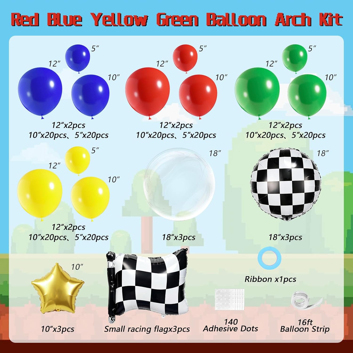 JOGAMS 187Pcs Race Car Balloon Arch Kit for Boy Adventure Kart Birthday image 2