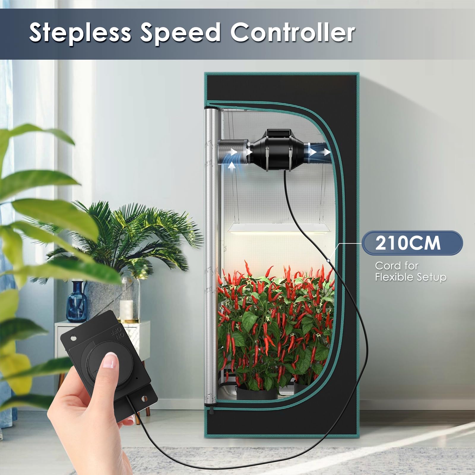 Ventilador de conducto en línea de 4 pulgadas, flujo de aire de 360 ​​m³/h con controlador de velocidad variable, silencioso extractor de ventilación con motor EC,Silent Duct Fan