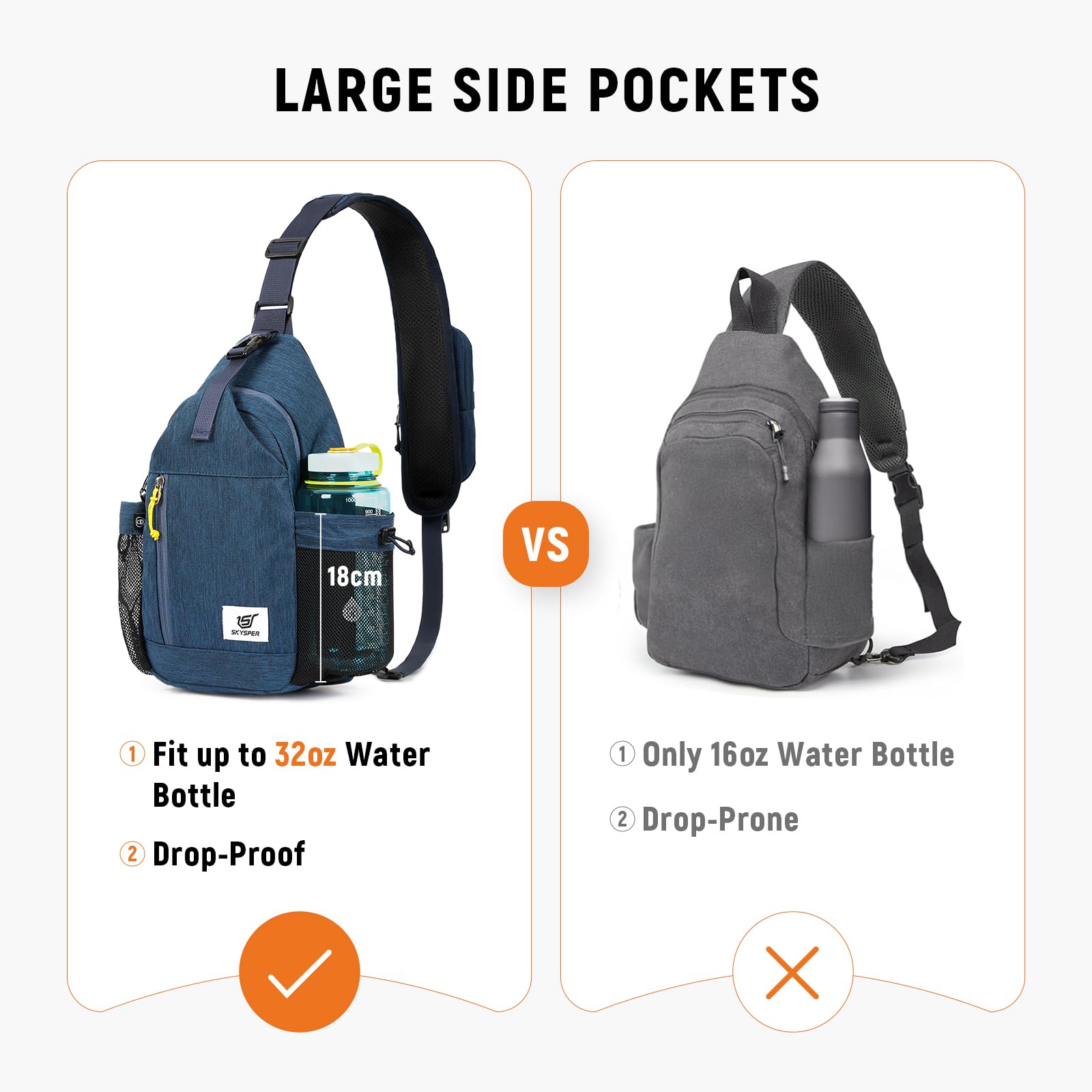 SKYSPER Zaino Monospalla da uomo Borsa a tracolla Anti-furto Tracolla Borsa Casual Sport Sling Bag Crossbody Trekking Viaggio