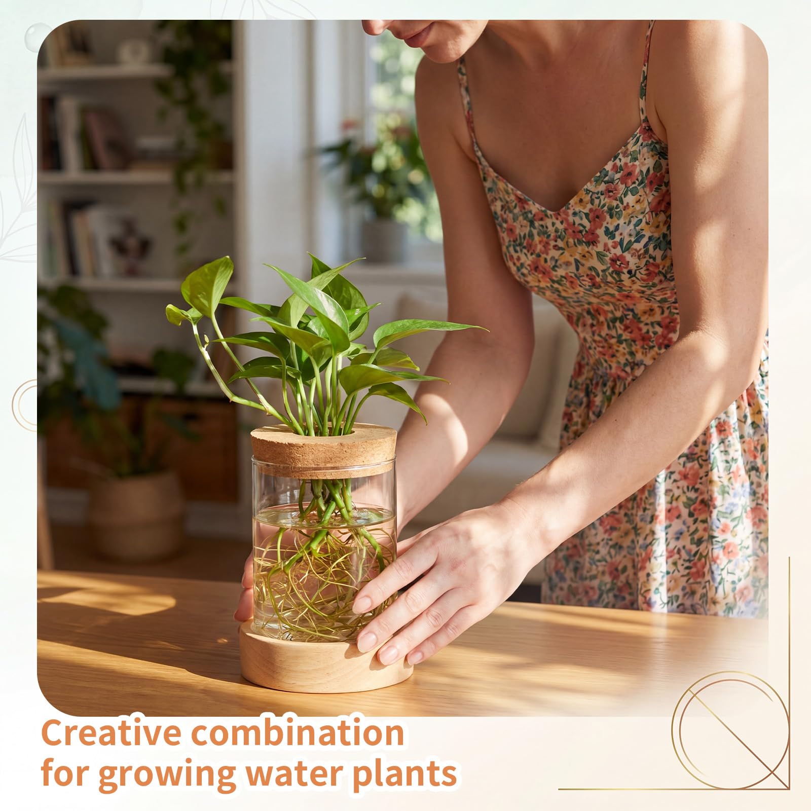 Junkin Pflanzen-Anzuchtstation mit 7 Farben einstellbarem LED-Licht, Glas-Pflanzen-Terrarium für Hydrokulturvasen, Stecklinge, Blumen, Heimbüro-Dekoration, Pflanzgefäßliebhaber, Geschenke, 4 Stück