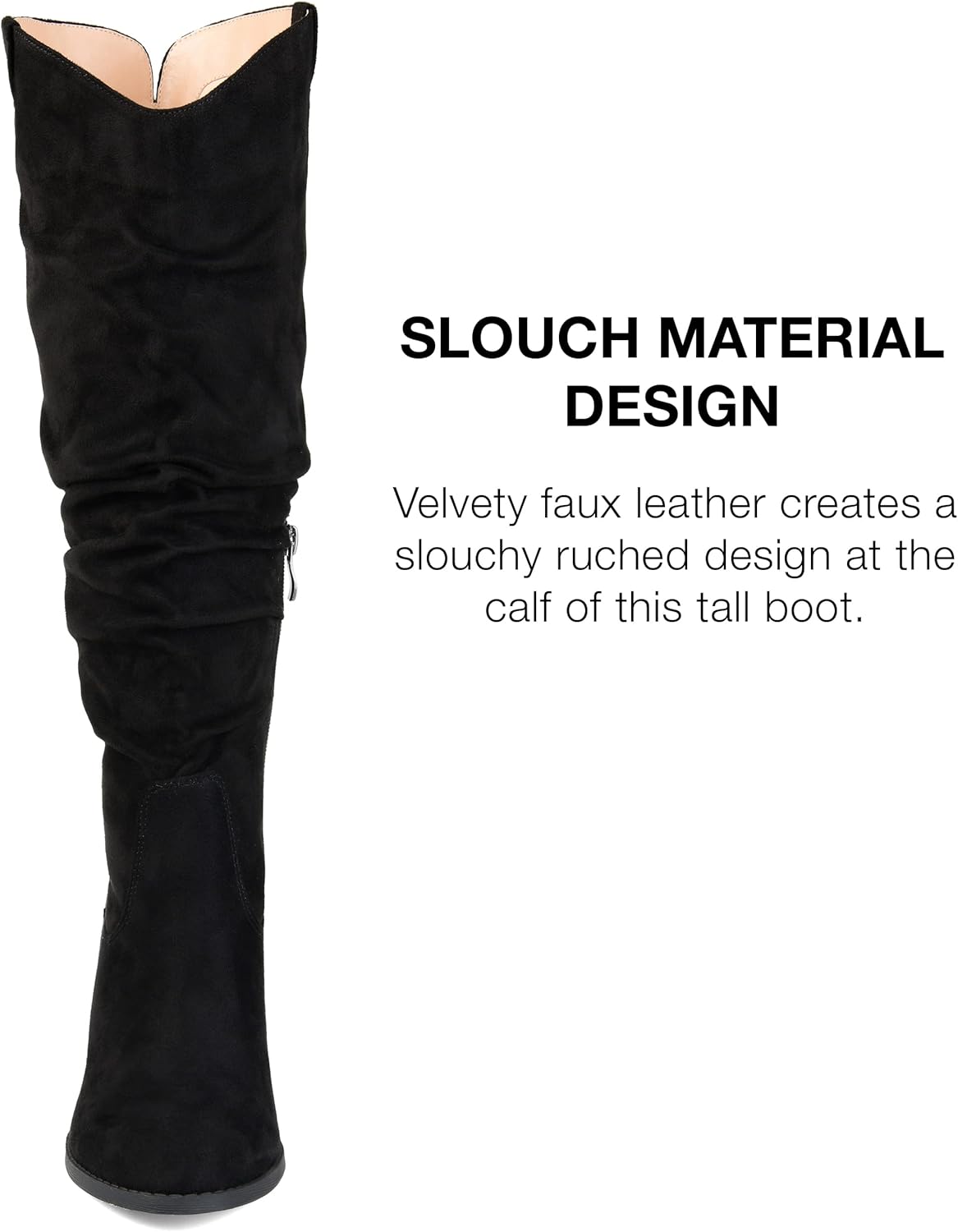 Journee Collection Women's Aneil Stacked Heel Knee High Boots, Black, 6.5 - Image 4