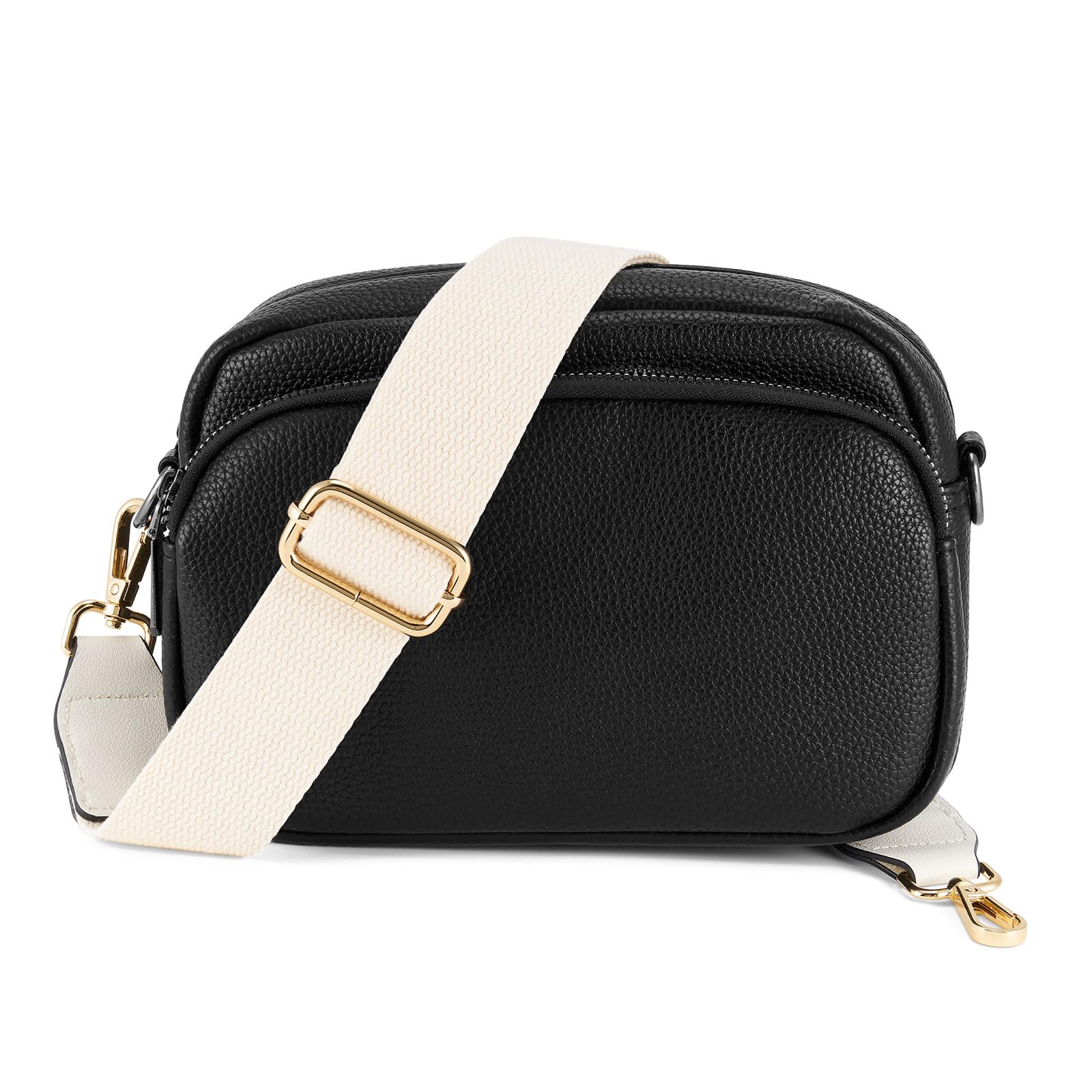 Tracolla Regolabile In Tela Per Borse - Con Ganci Girevoli Metallici, Pelle Bianca - Foto 6