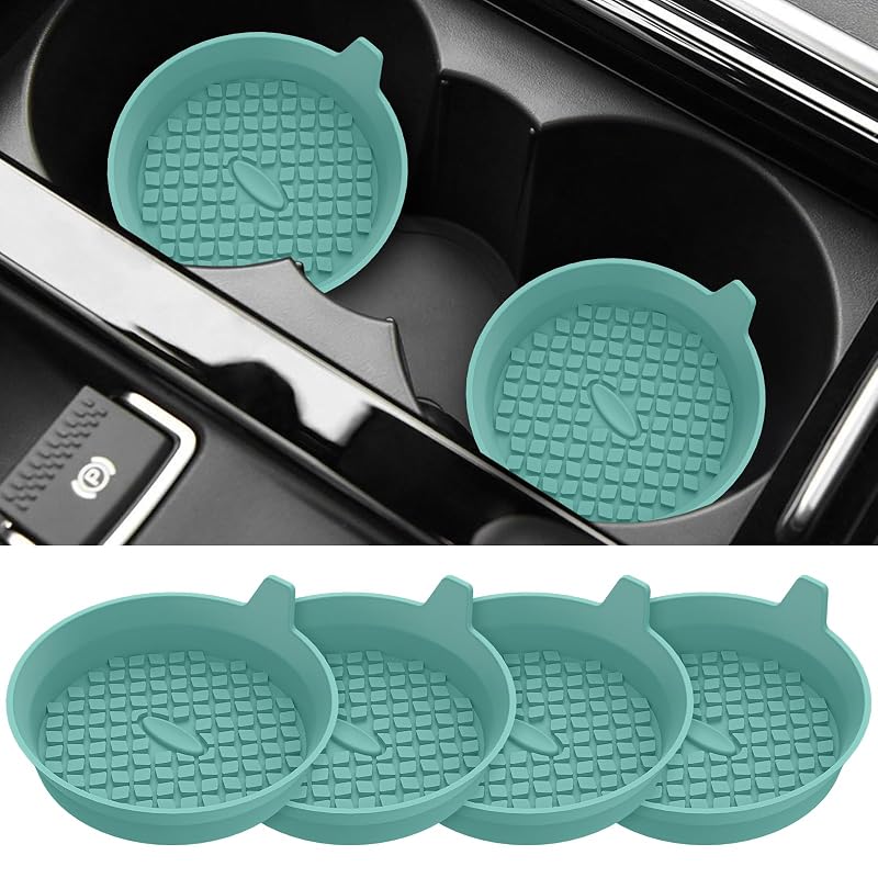 ME.FAN Porta-Copos Automotivo de Silicone com Base Antiderrapante e Padrão Diamante na Cor Teal Blue, 4 unidades