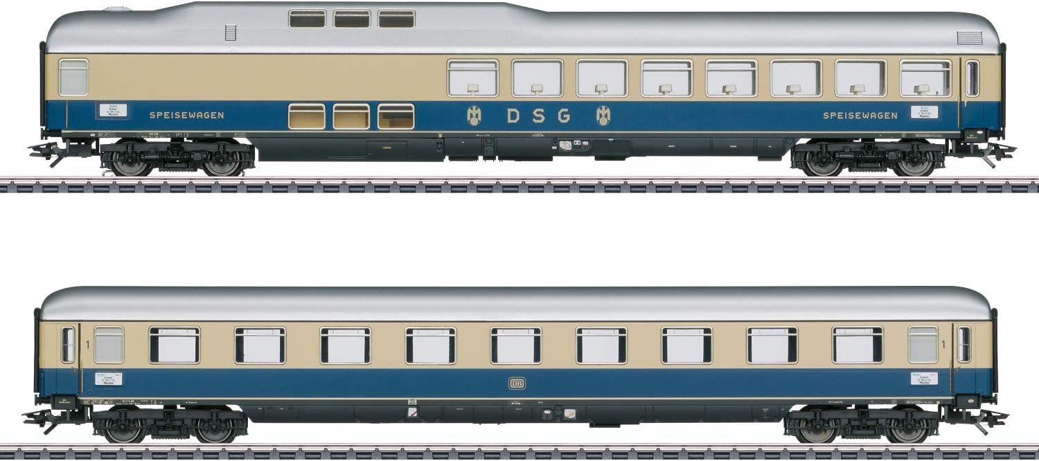 Märklin MARKLIN HO Long 2 Luxury Passengers Express RHEINPFEIL Coachs Set 43882