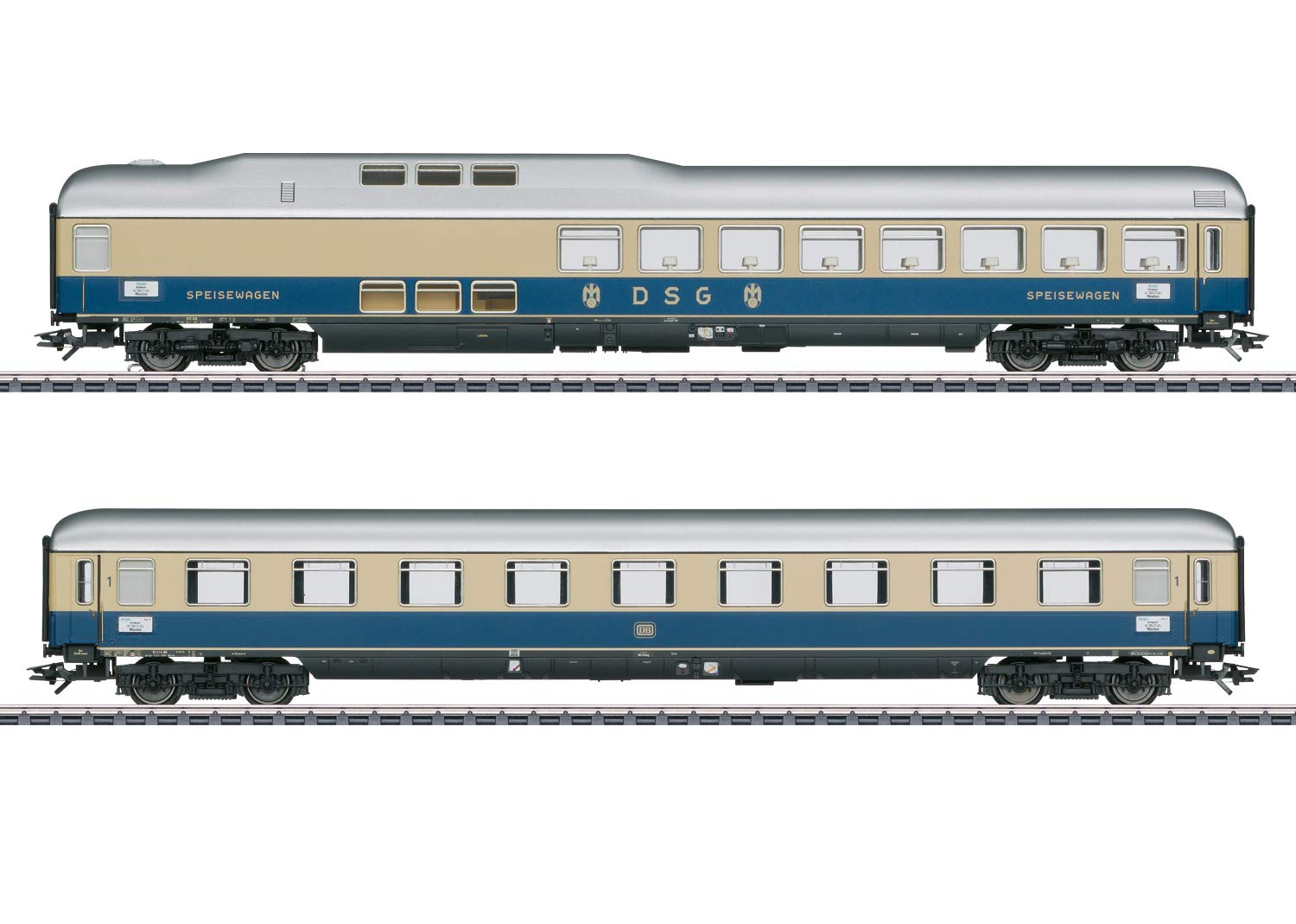 Märklin MARKLIN HO Long 2 Luxury Passengers Express RHEINPFEIL Coachs Set 43882