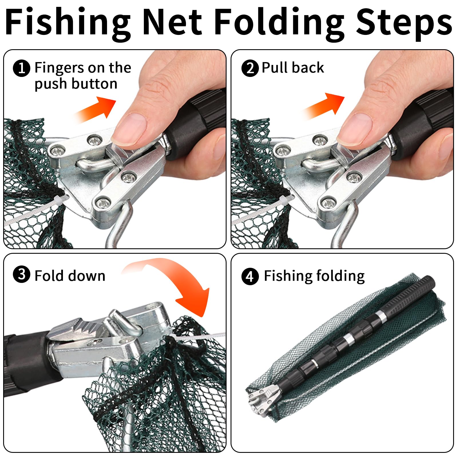 HIKKY Foldable Fishing Net, Fishing Landing Net With Lightweight Portable Aluminum Alloy Frame