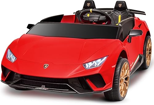 Miniatura 1 de Blitzshark Auto de paseo para niños de 24 V y 2 plazas, potente 4WD compatible con Lamborghini con batería eléctrica motorizada de 7 AH, control