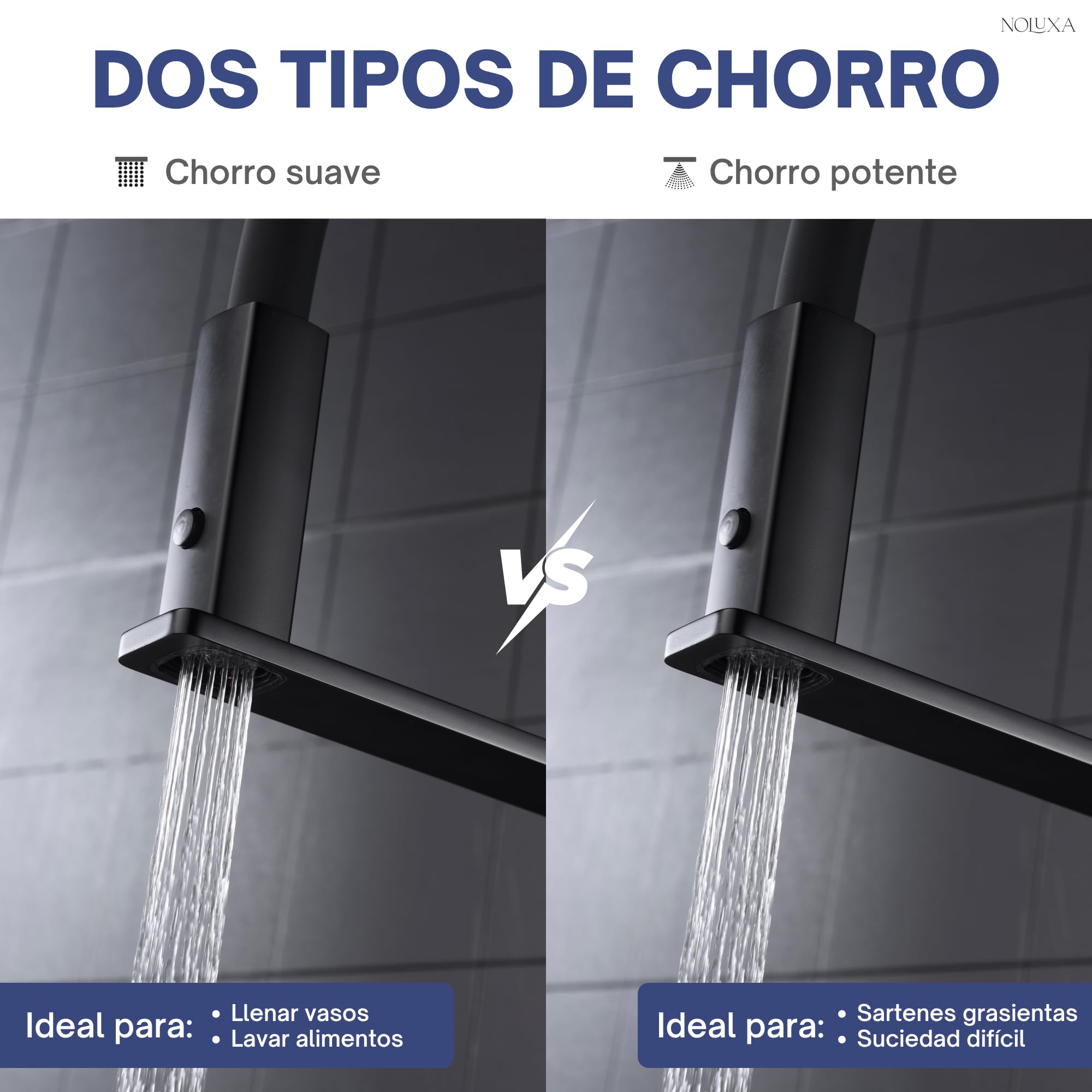 IMEX - Grifo Cocina Extraíble Negro Mate | Grifo Monomando Fregadero con Difusor | Griferia Cocina con Ducha Flexible 360º | Grifería en Latón | Serie Menorca