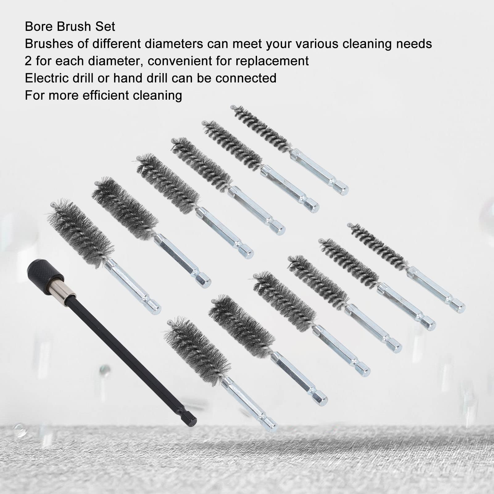 Lot De 12 Brosses à Aléser En Acier Inoxydable – Tige 1/4 – Pour Perceuse