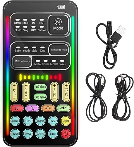 Portable Voice Changer, I9 Live Sound Card Handheld Microphone Voice Changer with 8 Sound Effects, Sound Disguiser for PS4 PS5 PC Phone Laptops - 1