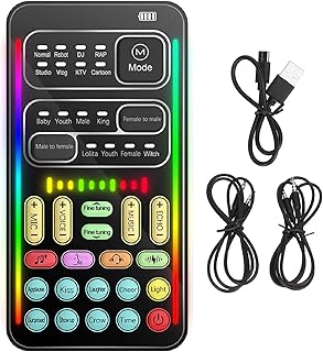 Máquina de efeitos sonoros, dispositivo portátil de troca de voz com 8 diferentes mudanças de voz, 8 efeitos sonoros divertidos, multifuncional, disfarçador de voz para celular, computador, preto