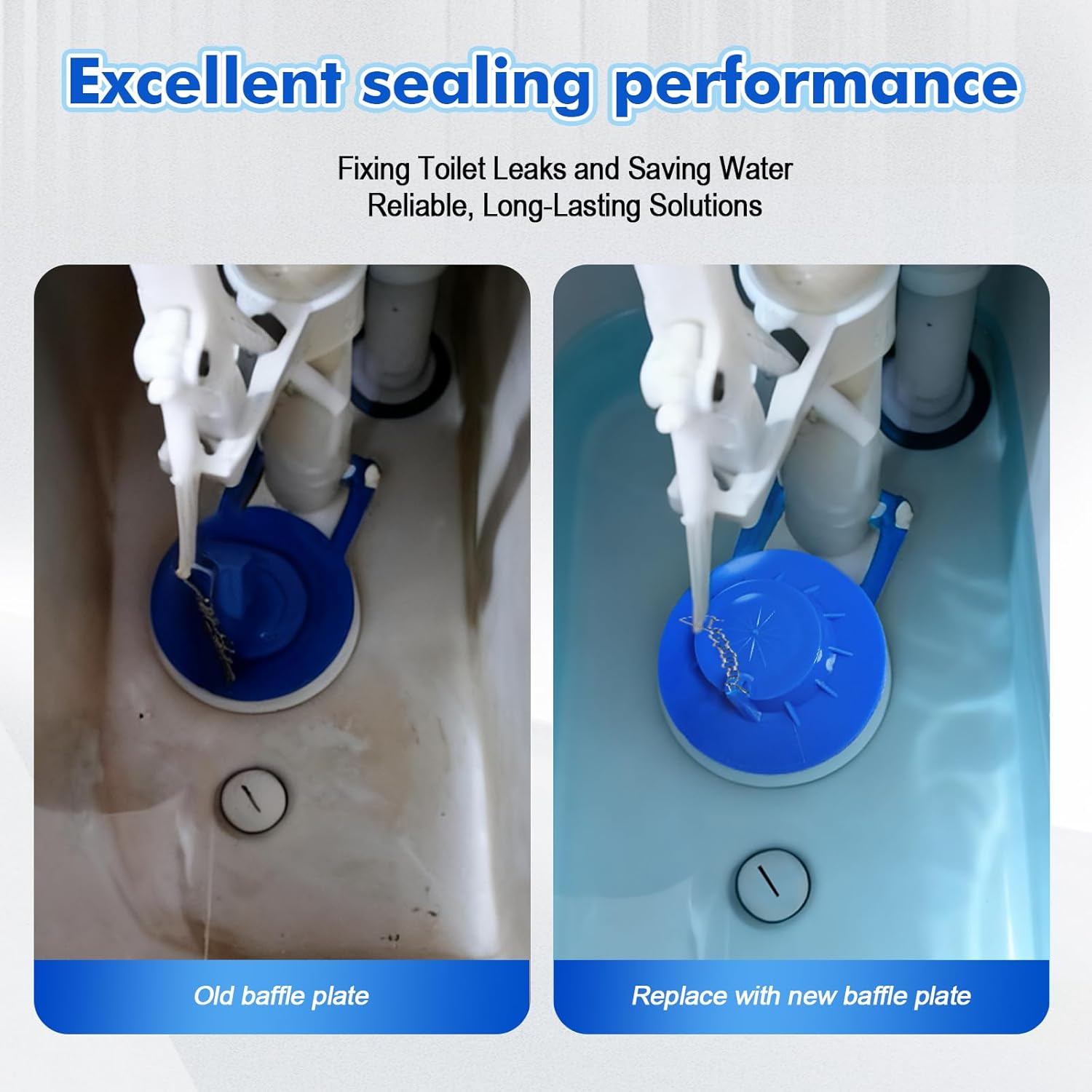 Universal Toilet Flapper Replacement Kit 2 Inch, Heavy Duty PVC Flapper with Stainless Steel Chain, Water-Saving, Easy Install, Compatible with American Standard Kohler Toto Gerber Toilet Stopper
