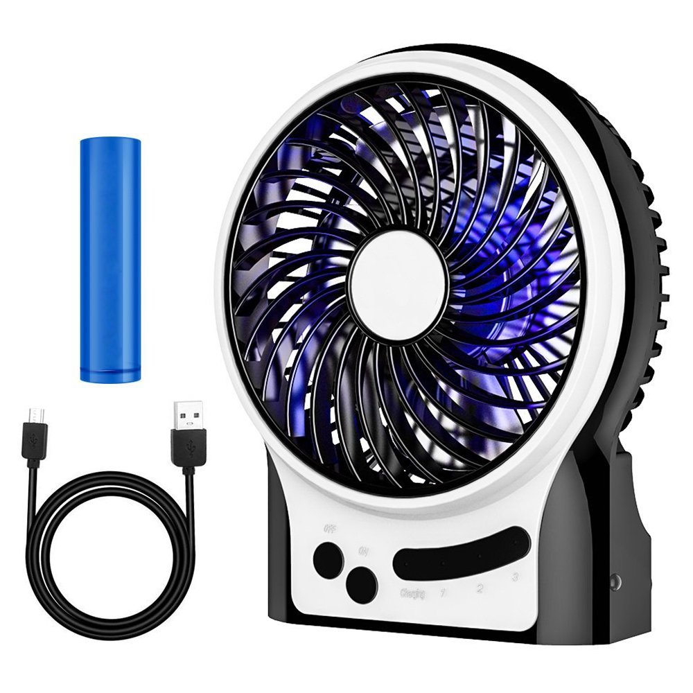 Mini Fan USB Rechargeable Handheld Personal Fan Table Desk Fan Battery Powered Portable Cooling Fan with 3 Speeds Small Quiet Travel Fan for Home Office Kitchen Bedroom Outdoor Camping Hiking