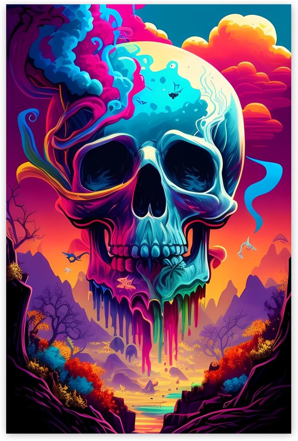 Gabbana Rainbow Skull 5D Diamond Painting Kits, Skeleton Diamond Art for Adults, Diamond Dots Gem Art Bar Decor Aesthetic 16x20 Inch