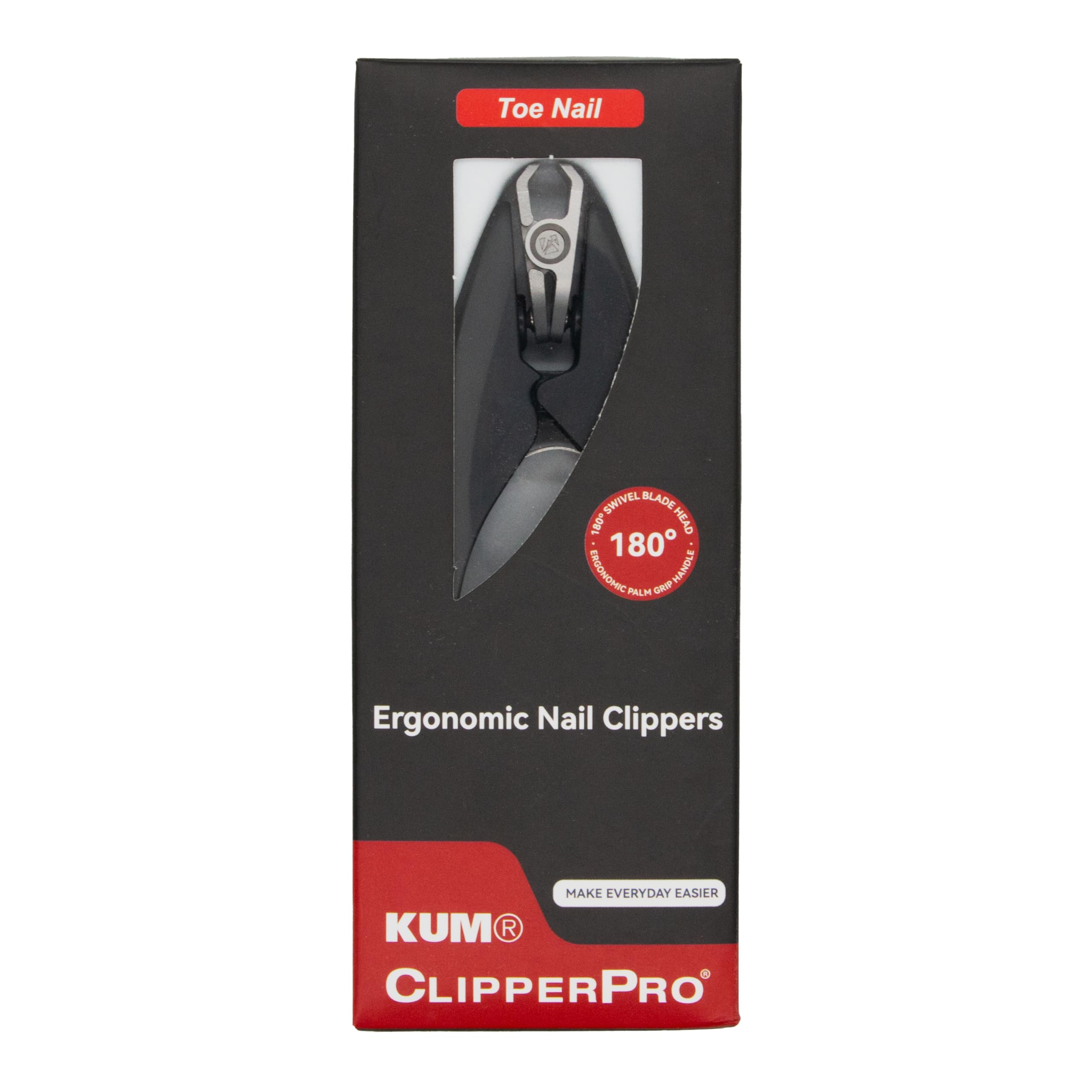 KUM MT0306 - Ergonomischer Nagelknipser Clipper Pro für Fußnägel, 180° drehbare Klingen, aus rostfreiem Edelstahl