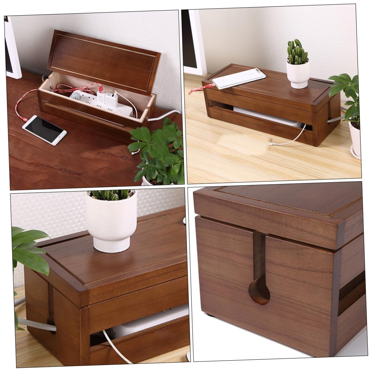 Kabelorganisatorbox für Schreibtisch Stecker Organizer Kasten und Aufbewahrungsbehälter für Kabel mit Abnehmbarem Deckel Wärmeableitung