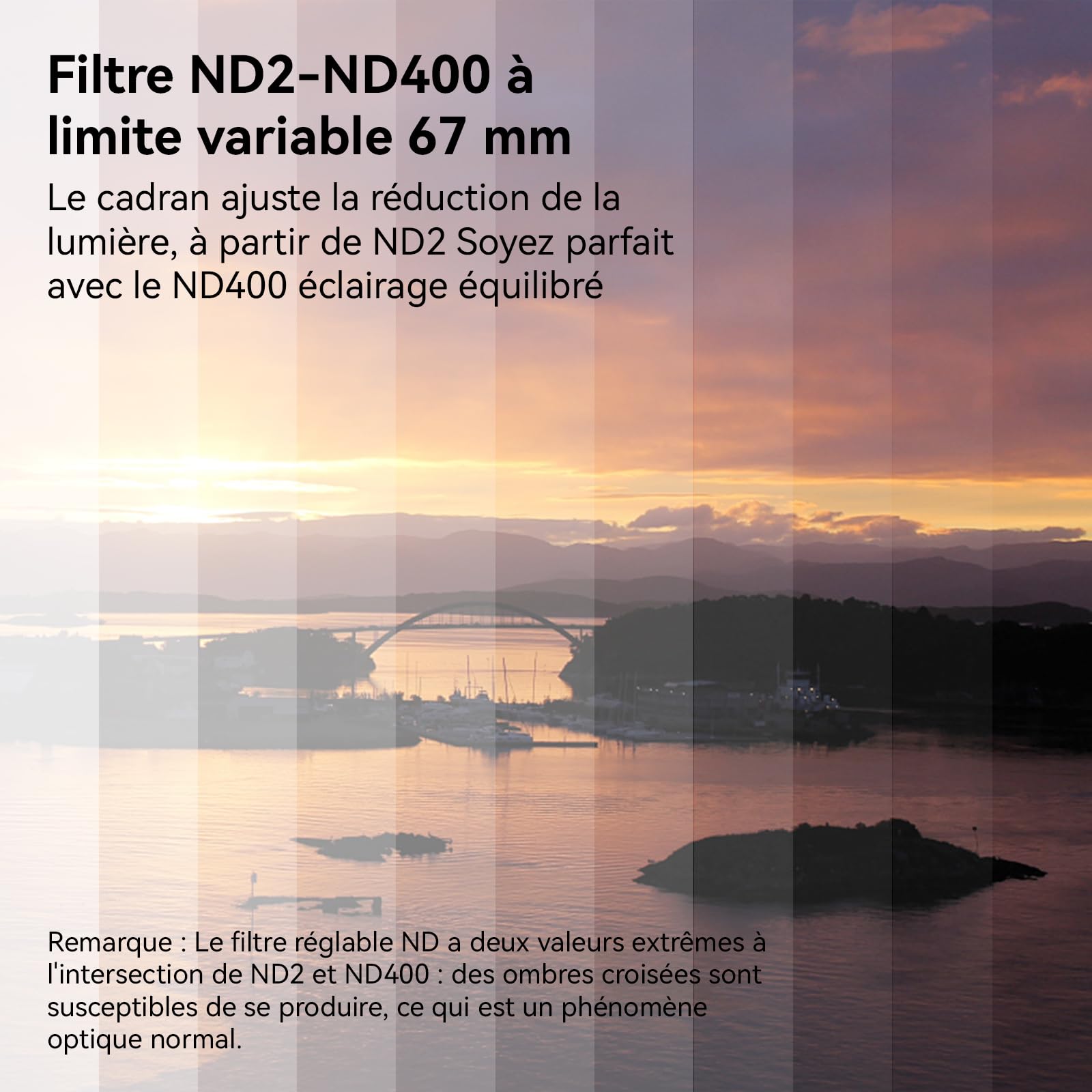 APEXEL Filtre Universel pour Téléphone Portable, Filtre ND2-ND400 Variable de 67 mm, Compatible avec iPhone 17/16/15... Samsung, Xiaomi et Autres Smartphones